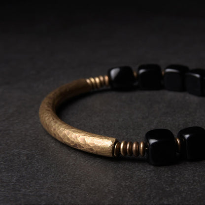 Black Obsidian Crystal Copper Power Couple Bracelet