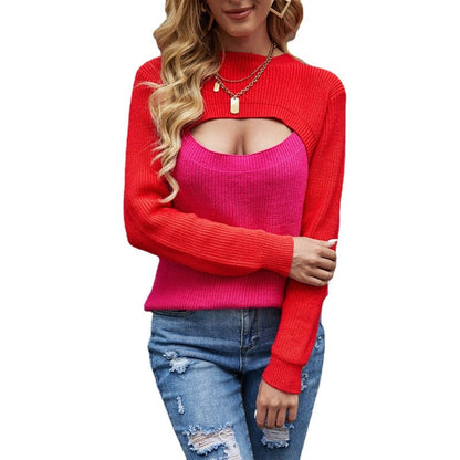 Women's Mock Neck Long Sleeves Knitting Sweater