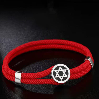 925 Sterling Silver Star of David Calm Balance String Bracelet