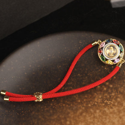 Colorful Zircon Wealth Luck & Prosperity Rotation Bracelet Necklace Pendant