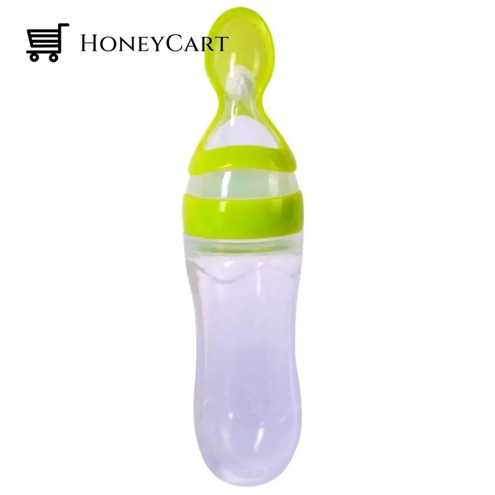 Baby Squeezy Spoon Bottle Feeder Green Bottles