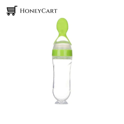 Baby Squeezy Spoon Bottle Feeder Green With Suction Bottles