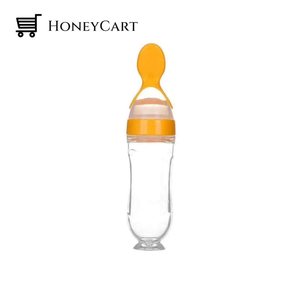 Baby Squeezy Spoon Bottle Feeder Orange With Suction Bottles