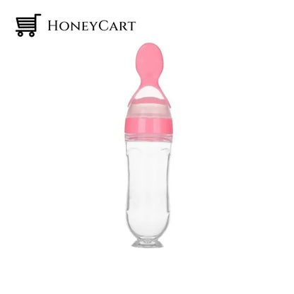 Baby Squeezy Spoon Bottle Feeder Pink With Suction Bottles