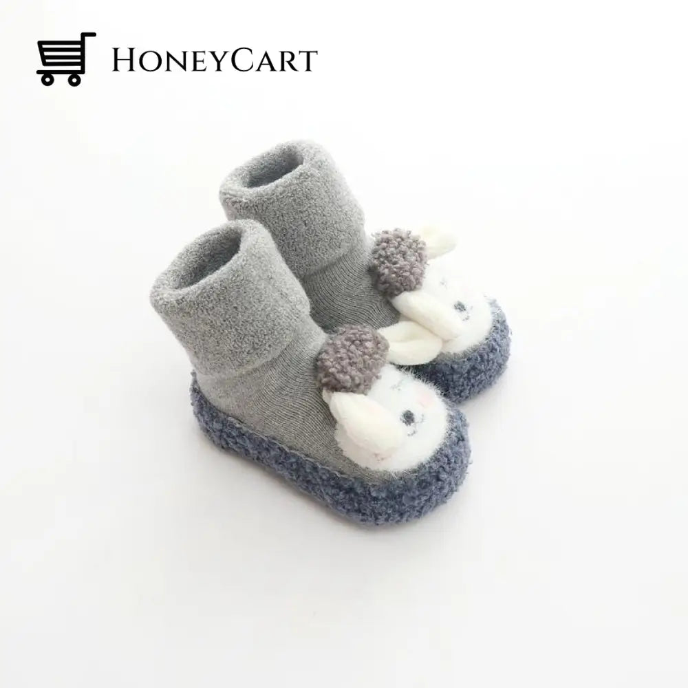 Baby Warm Floor Socks Gray / M (12Cm/4.7In)