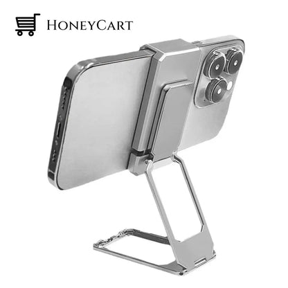 Back Clip Foldable Phone Holder Silver