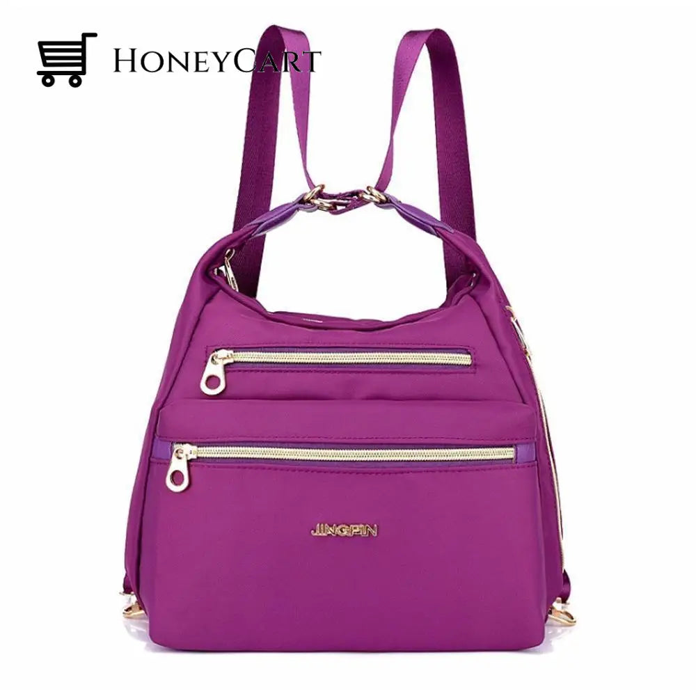 Bag With Double Zippers Handbag And Shoulder Purple Fashion Wears