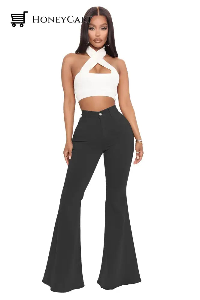 Basics High-Waisted High Stretchy Flared Jeans Black / S Tool
