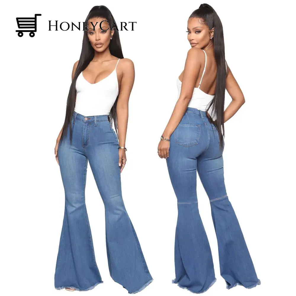 Basics High-Waisted High Stretchy Flared Jeans Blue / S Tool