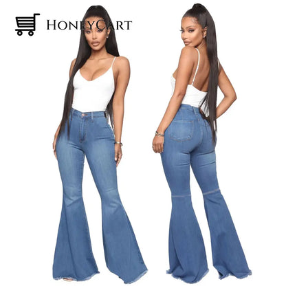 Basics High-Waisted High Stretchy Flared Jeans Blue / S Tool