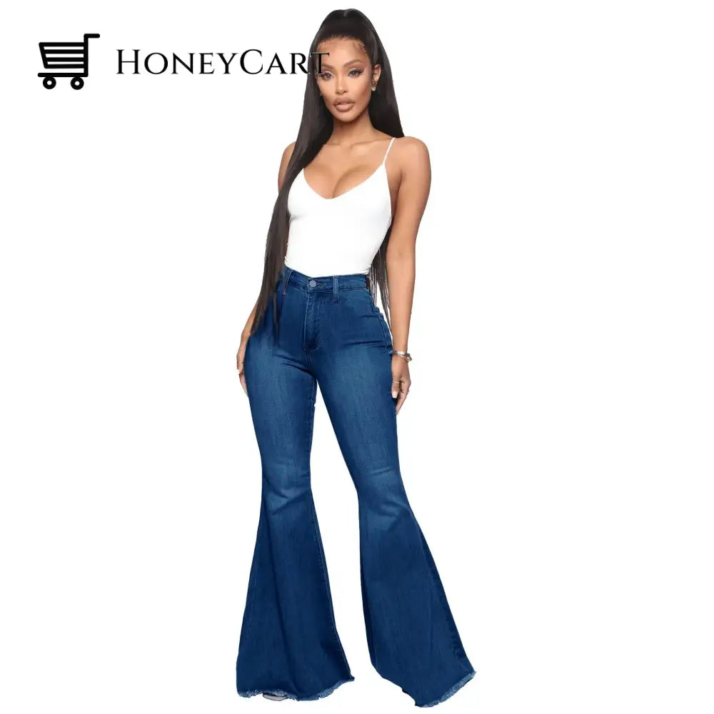 Basics High-Waisted High Stretchy Flared Jeans Dark Blue / S Tool