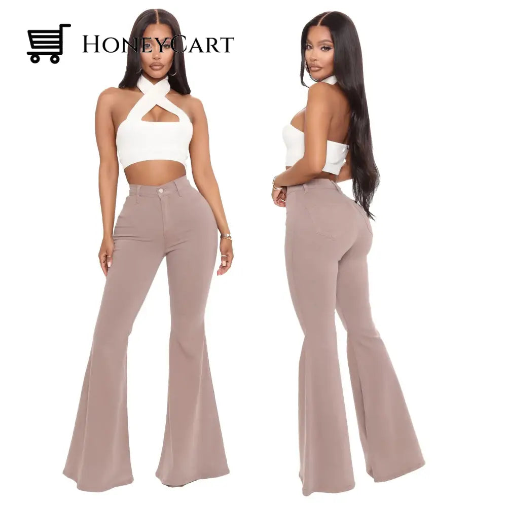 Basics High-Waisted High Stretchy Flared Jeans Mocha / S Tool