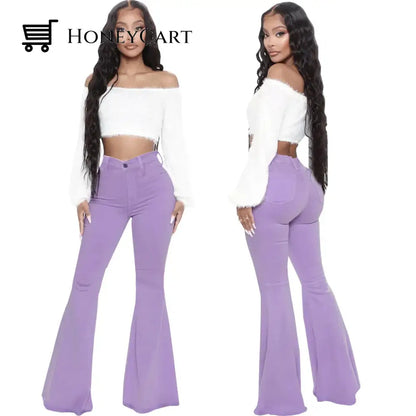 Basics High-Waisted High Stretchy Flared Jeans Purple / S Tool