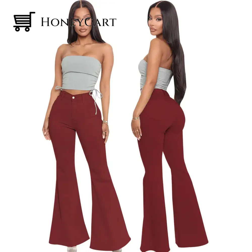 Basics High-Waisted High Stretchy Flared Jeans Red / S Tool