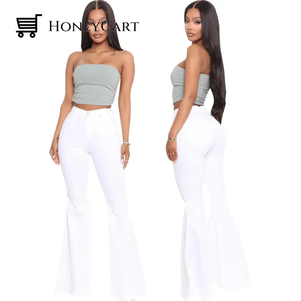 Basics High-Waisted High Stretchy Flared Jeans White / S Tool