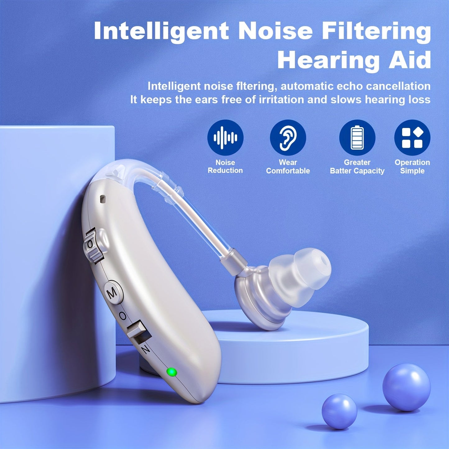 1 Pair-Hearing Aids For Seniors Rechargeable With Invisible Hearing Aid-BTE Rechargeable Hearing Aids