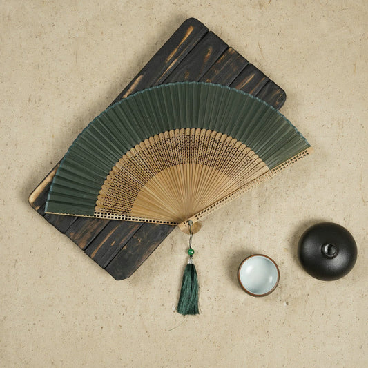 Vintage Bamboo Handheld Silk Folding Fan