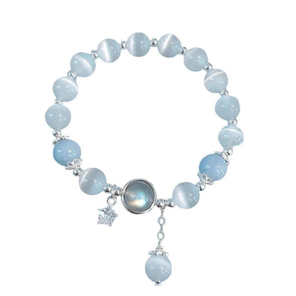 Cat's Eye Moonstone Butterfly Star Charm Support Bracelet