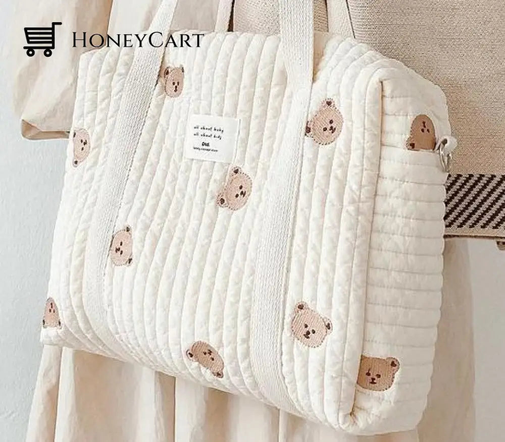 Bear Floral Print Extra Large Cotton Comforts Baby Diaper Bag Bear Travel Accessories