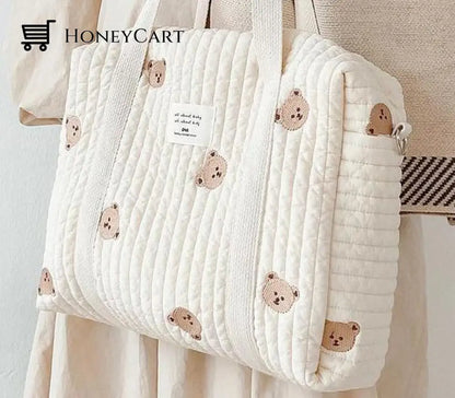 Bear Floral Print Extra Large Cotton Comforts Baby Diaper Bag Bear Travel Accessories