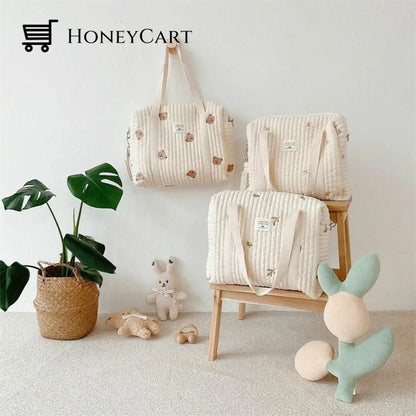 Bear Floral Print Extra Large Cotton Comforts Baby Diaper Bag Travel Accessories