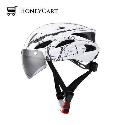 Bike Helmet With Goggles Visor And Led Back Light