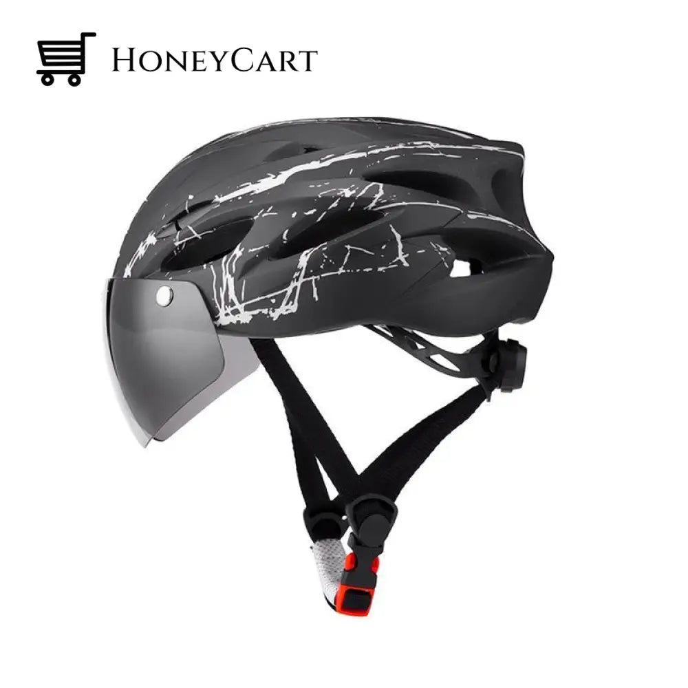 Bike Helmet With Goggles Visor And Led Back Light