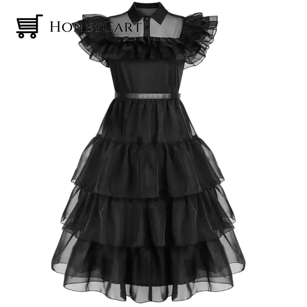 Black Gauze Skirt Adams Family Cosplay Costume Tool