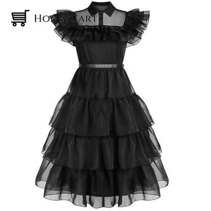 Black Gauze Skirt Adams Family Cosplay Costume Tool