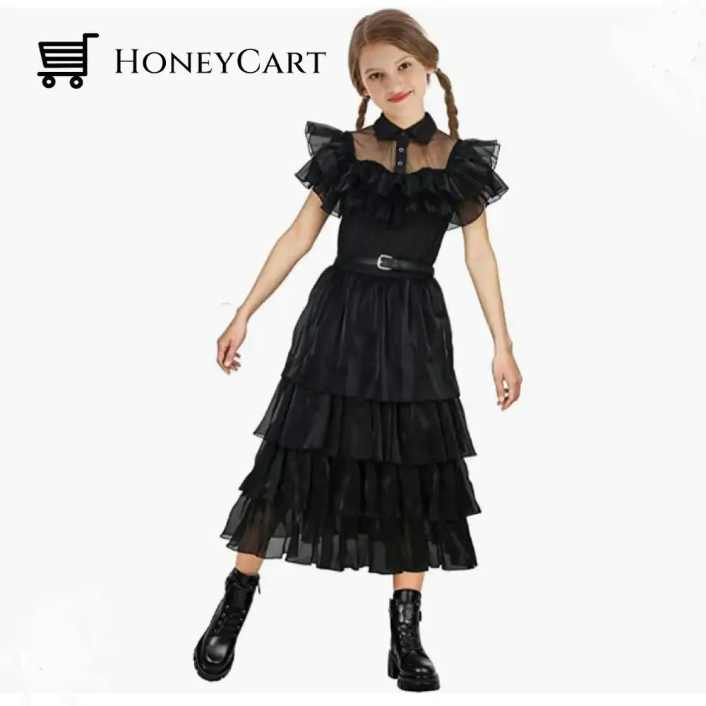 Black Gauze Skirt Adams Family Cosplay Costume Tool