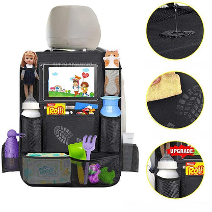 Back Seat Organizer with Touchscreen Tablet Holder – Ultimate Kids' Travel Storage Bag & Car Protector