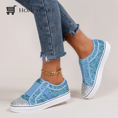 Bling Mixed Colors Canvas Slip-On Shoes For Ladies