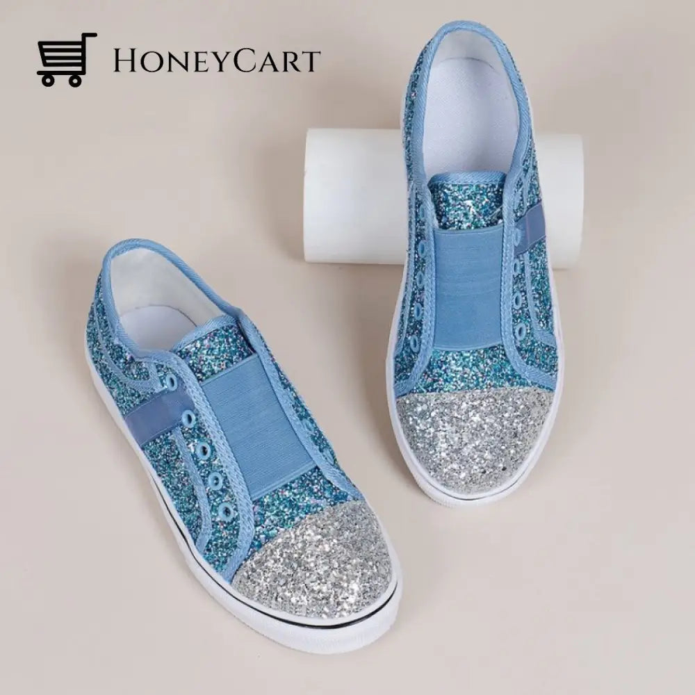 Bling Mixed Colors Canvas Slip-On Shoes For Ladies