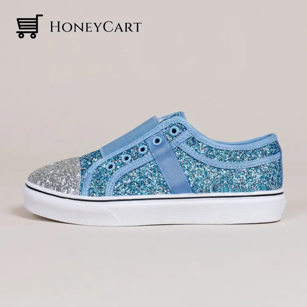 Bling Mixed Colors Canvas Slip-On Shoes For Ladies 4.5 / Blue