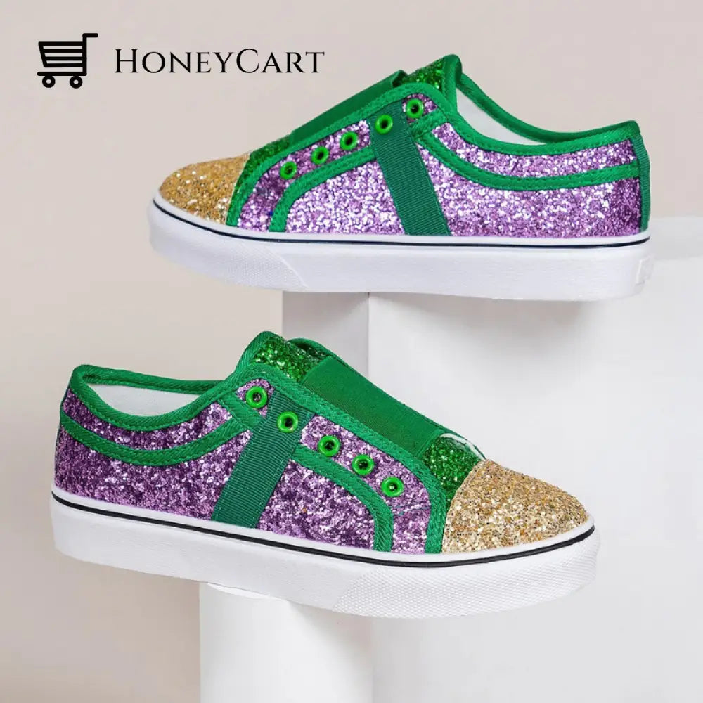 Bling Mixed Colors Canvas Slip-On Shoes For Ladies