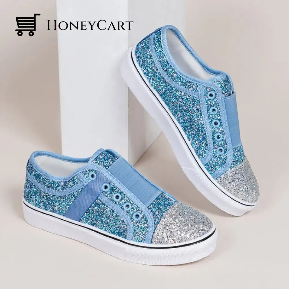 Bling Mixed Colors Canvas Slip-On Shoes For Ladies