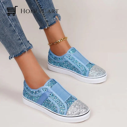 Bling Mixed Colors Canvas Slip-On Shoes For Ladies