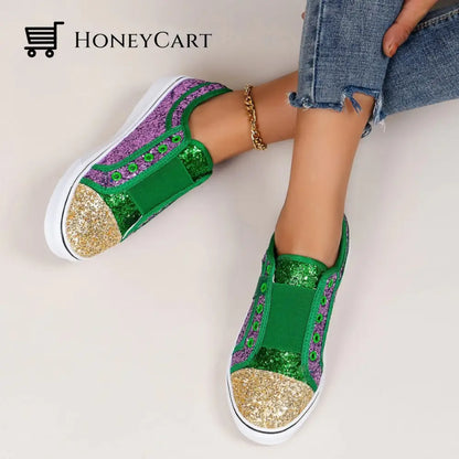 Bling Mixed Colors Canvas Slip-On Shoes For Ladies