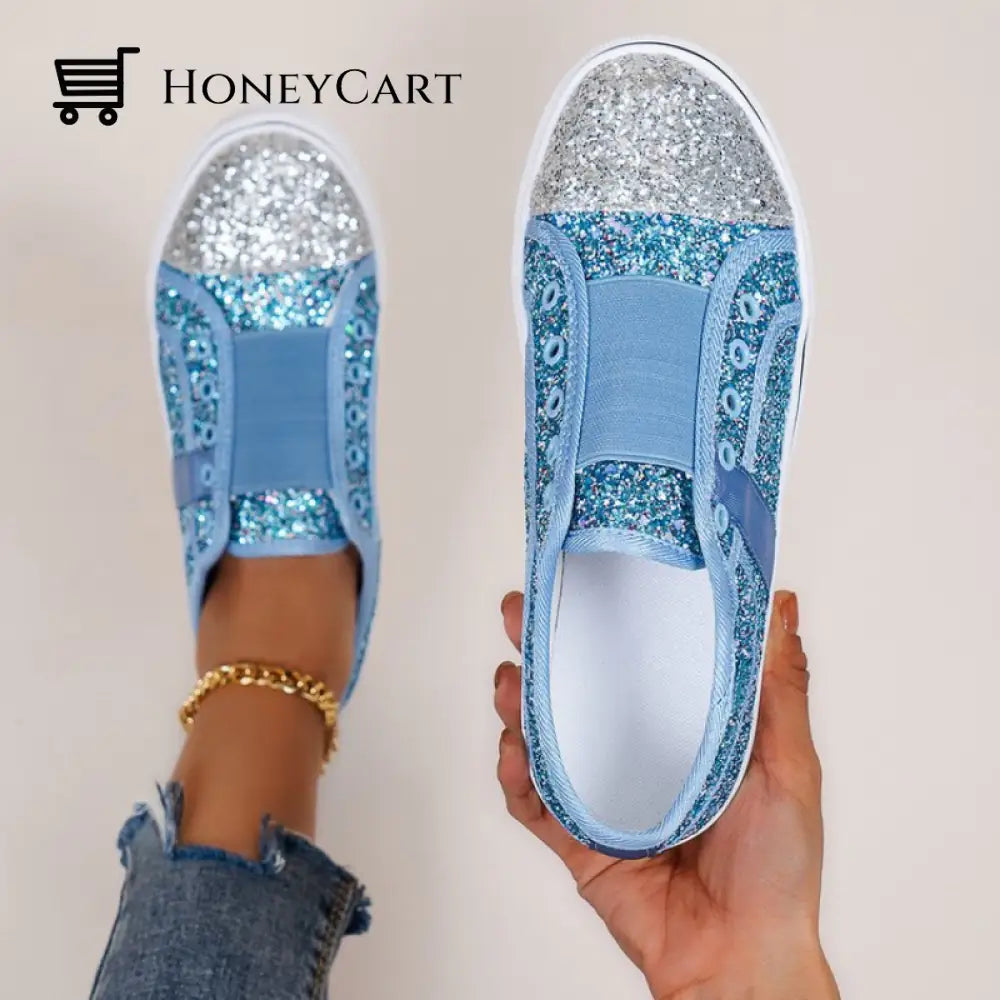 Bling Mixed Colors Canvas Slip-On Shoes For Ladies