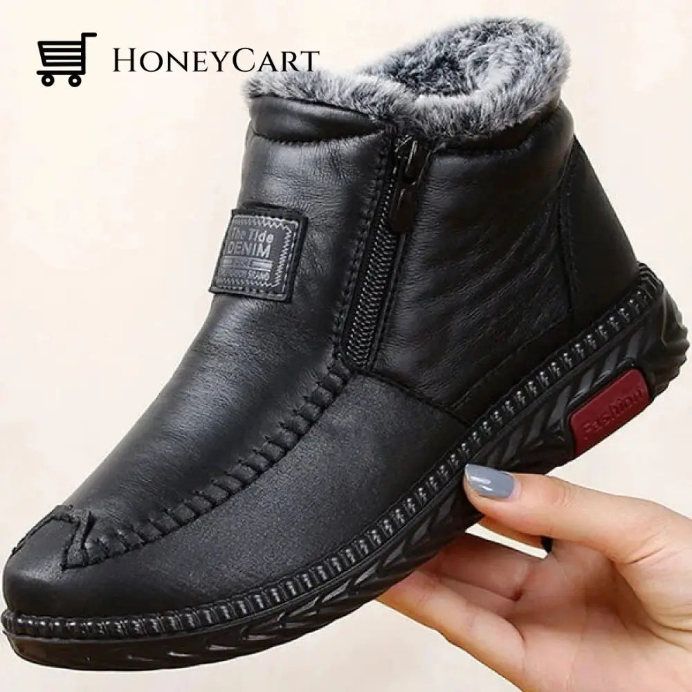 Bottes Imperméables Et Antidérapantes En Cuir De Coton Pour Femmes - Womens Waterproof Non-Slip