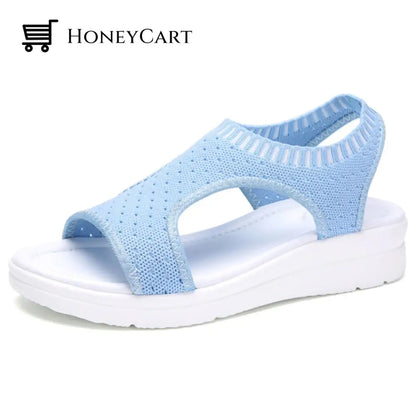 Boutique Breathable Peep Toe Light Mesh Flat Tennis Sandals For Women 4.5 / Blue