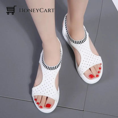 Boutique Breathable Peep Toe Light Mesh Flat Tennis Sandals For Women
