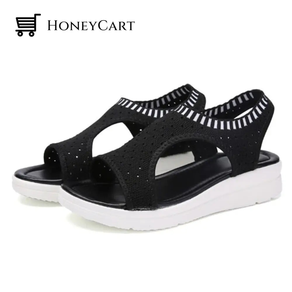 Boutique Breathable Peep Toe Light Mesh Flat Tennis Sandals For Women