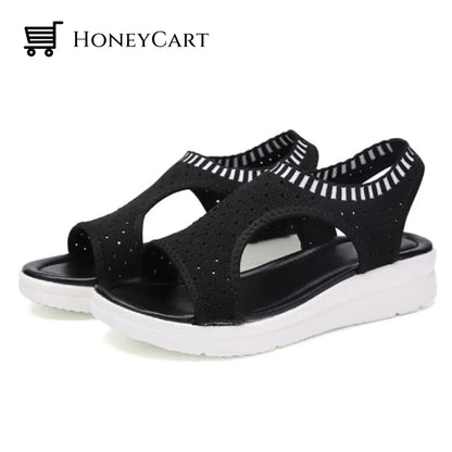 Boutique Breathable Peep Toe Light Mesh Flat Tennis Sandals For Women