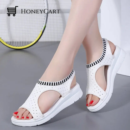 Boutique Breathable Peep Toe Light Mesh Flat Tennis Sandals For Women