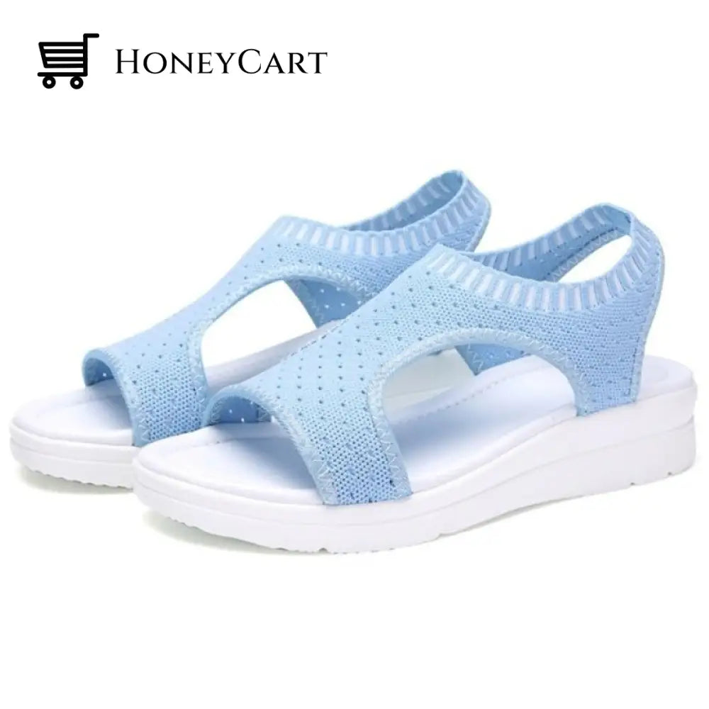 Boutique Breathable Peep Toe Light Mesh Flat Tennis Sandals For Women
