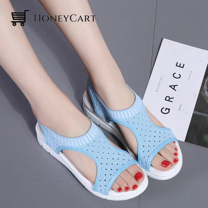 Boutique Breathable Peep Toe Light Mesh Flat Tennis Sandals For Women
