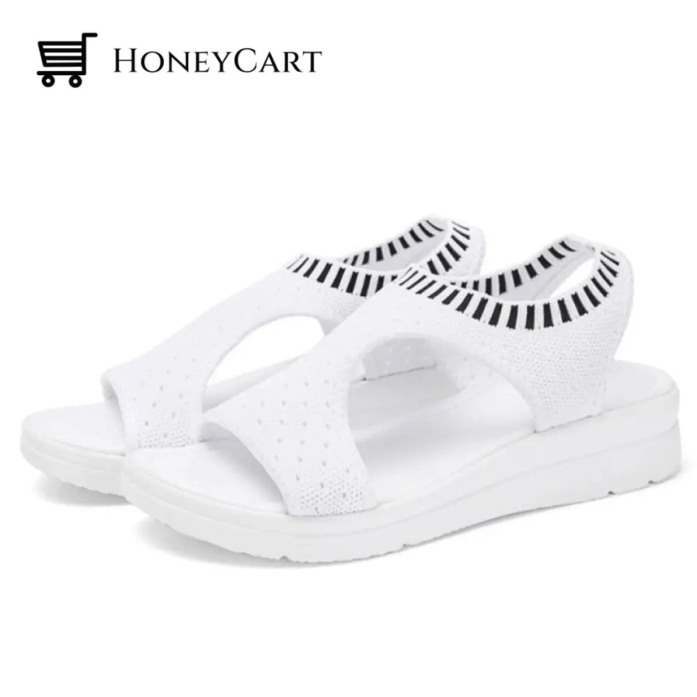 Boutique Breathable Peep Toe Light Mesh Flat Tennis Sandals For Women