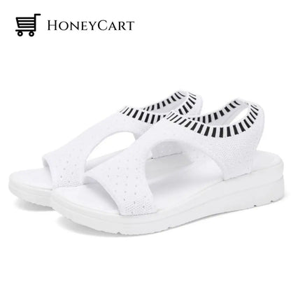 Boutique Breathable Peep Toe Light Mesh Flat Tennis Sandals For Women