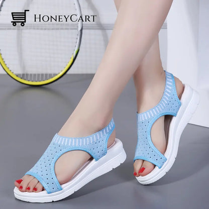 Boutique Breathable Peep Toe Light Mesh Flat Tennis Sandals For Women